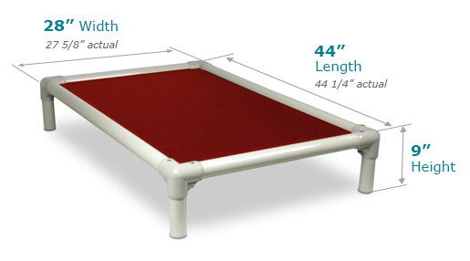 Illustration showing dimensions of 44 x 27 Size Bed