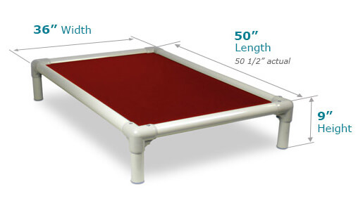 Illustration showing dimensions of 50 x 35 Size Bed