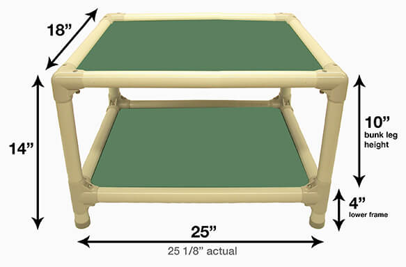 Illustration showing dimensions of 25 x 18 Size Bed