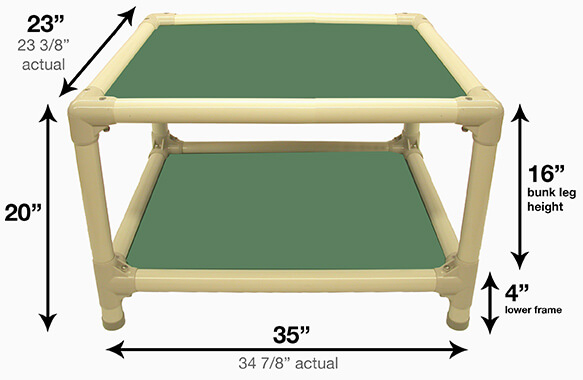 Illustration showing dimensions of 35 x 23 Size Bed