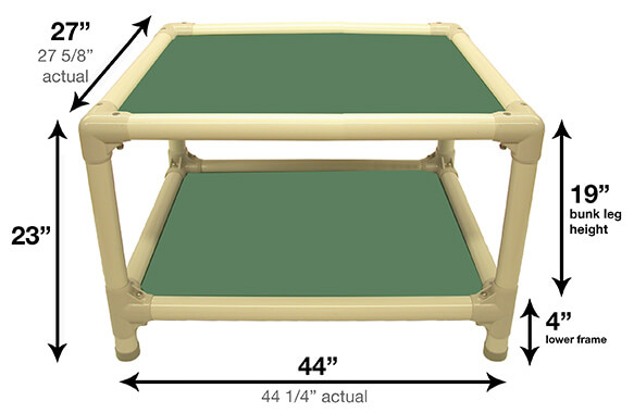 Illustration showing dimensions of 44 x 27 Size Bed